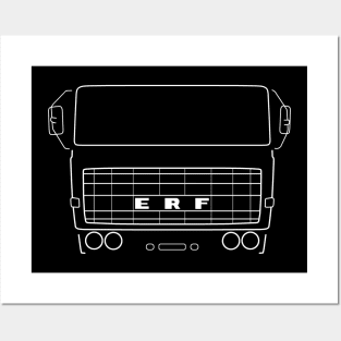 Vintage 1970s ERF B Series lorry white outline graphic Posters and Art